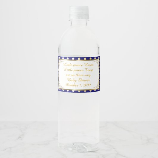 Waterfles Label twin boy & boy, Twin baby shower Waterfles Etiket (Voorkant)