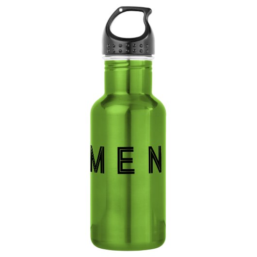 Waterfles Mannen Naam Zwart Tekstkleur Appel (Voorkant)
