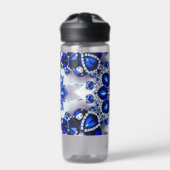 Waterfles met Blauw Wit Kleuren Design (Voorkant)