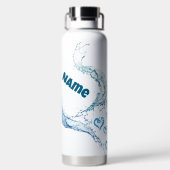 Waterfles met drijvende harten & CuWater-fles (Achterkant)