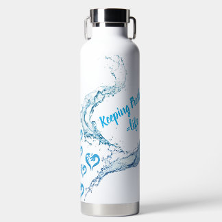 Waterfles met drijvende harten & CuWater-fles