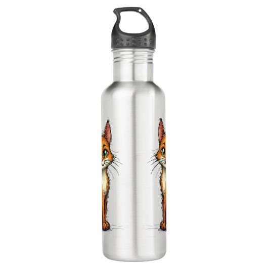 Waterfles met kattenontwerp en slogan voor papa waterfles  (Achterkant)