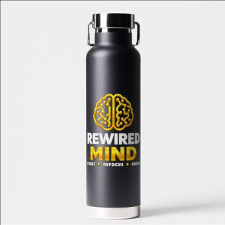 Waterfles met Rewired Mind-logo - Zwarte Geïsoleer
