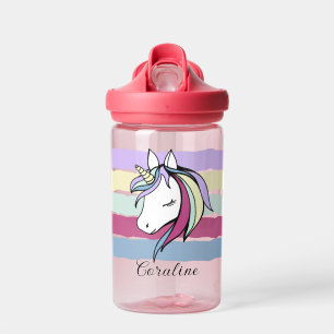 Waterfles met schattige eenhoorn illustratie.
