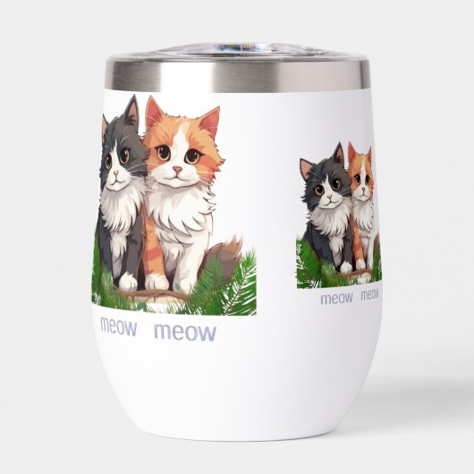 Waterfles met Schattigee poezen en miauw (Voorkant)