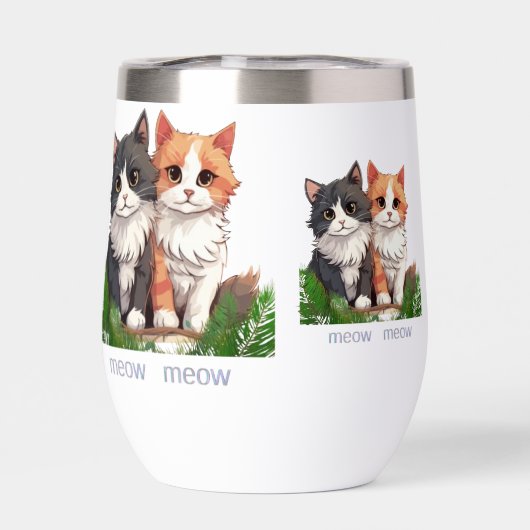 Waterfles met Schattigee poezen en miauw (Achterkant)