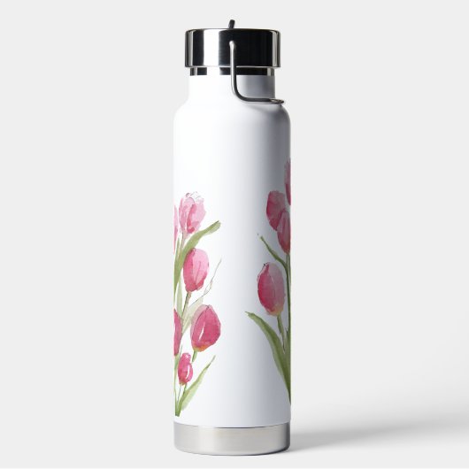 Waterfles met waterverf tulp ontwerp (Links)