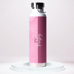 Waterfles - Monogram Roze Marmer Twee Tons