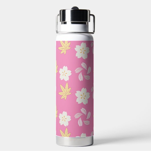 Waterfles roze bloemen (Achterkant)