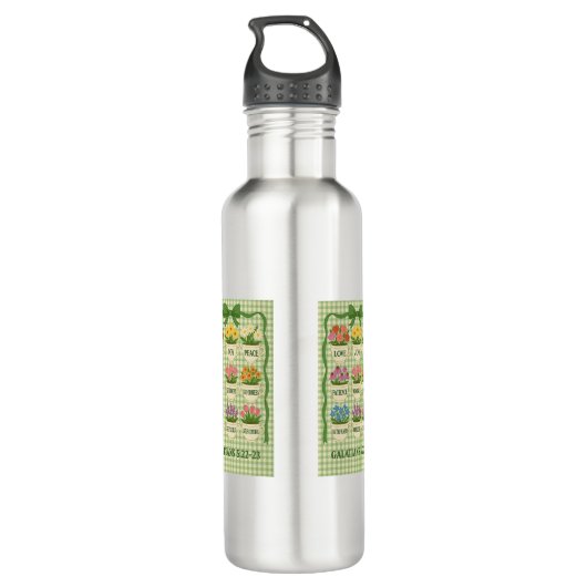 Waterfles Scripture Theecups en bloemen Waterfles (Achterkant)