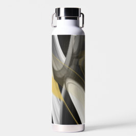 Waterfles Trend Abstract Art Zwart Wit Goud