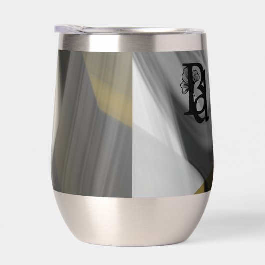 Waterfles Trend Abstract Art Zwart Wit Goud (Rechts)