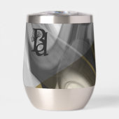 Waterfles Trend Abstract Art Zwart Wit Goud (Voorkant)