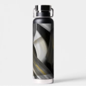 Waterfles Trend Abstract Art Zwart Wit Goud (Achterkant)