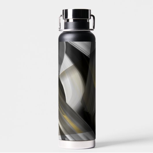 Waterfles Trend Abstract Art Zwart Wit Goud (Achterkant)