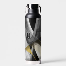 Waterfles Trend Abstract Art Zwart Wit Goud