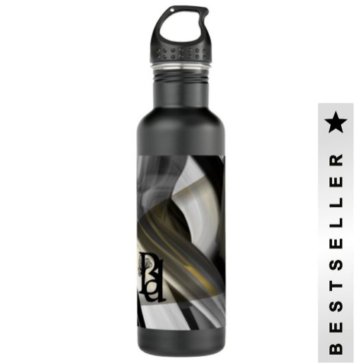 Waterfles Trend Abstract Art Zwart Wit Goud Waterfles