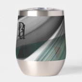 Waterfles Trend Abstract Art Zwart Wit Groen (Voorkant)