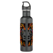 waterfles van Lion | Oranje Dark Lion Illustratie Waterfles (Achterkant)