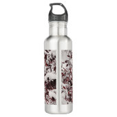 Waterfles verse sneeuw op rode bladeren waterfles (Achterkant)