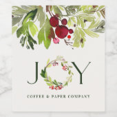 Waterflesblad groene krans zakelijke feestdagen wijn etiket (Enkel label)