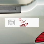 Waterflesetiket Crimson Red Floral filigraan Bumpersticker (Op auto)