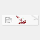 Waterflesetiket Crimson Red Floral filigraan Bumpersticker (Voorkant)