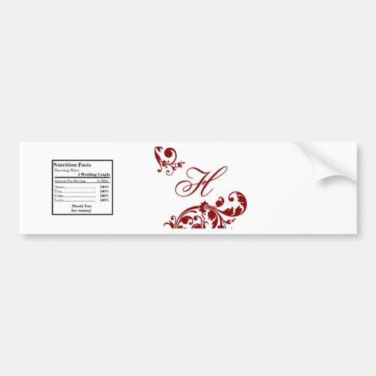 Waterflesetiket Crimson Red Floral filigraan Bumpersticker (Voorkant)