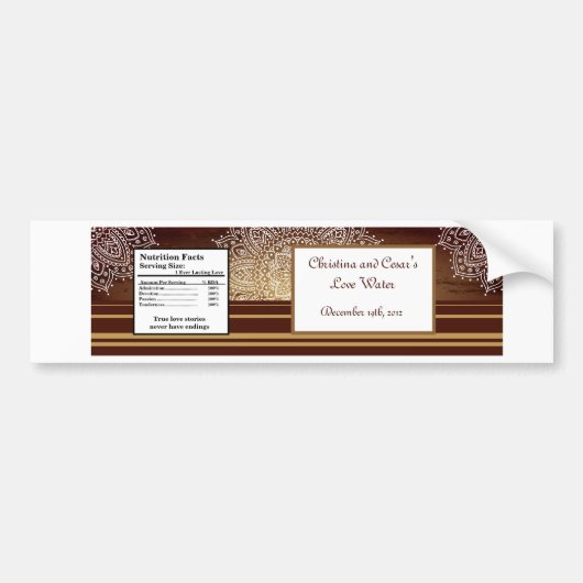 Waterflesetiket Diep Marokkaans Bruin Bumpersticker (Voorkant)