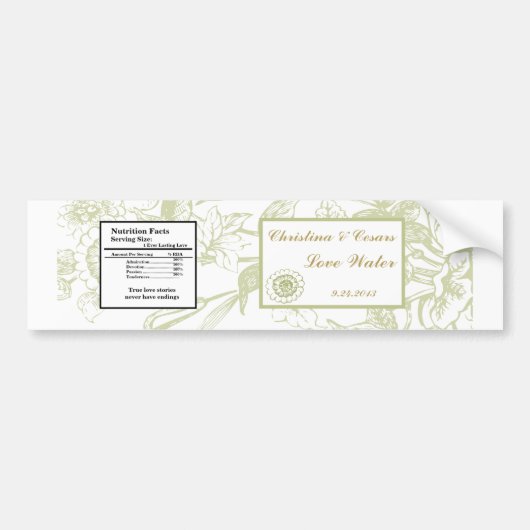 Waterflesetiket Groene Gerbera Daisy Flowers Lig Bumpersticker (Voorkant)