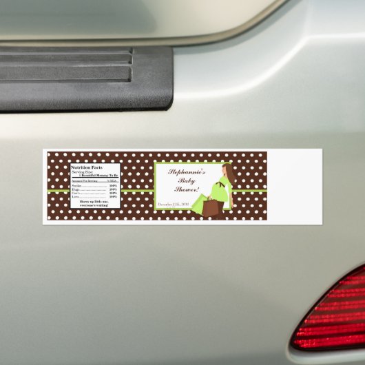Waterflesetiket Groene Mod Mom Polka Dots Bumpersticker (Op auto)