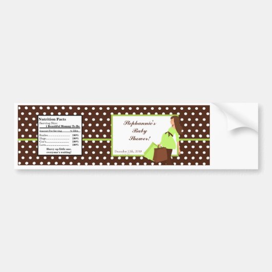 Waterflesetiket Groene Mod Mom Polka Dots Bumpersticker (Voorkant)