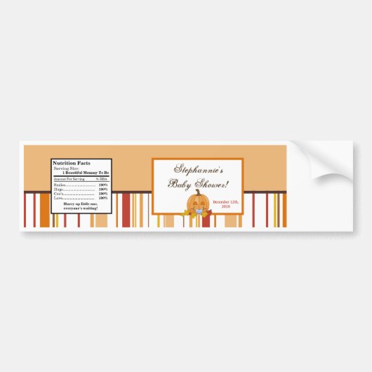 Waterflesetiket Herfst Herfst Pompoen Baby Bumpersticker (Voorkant)