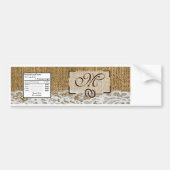 Waterflesetiket Hoefijzers op Burlap Lace Coun Bumpersticker (Voorkant)