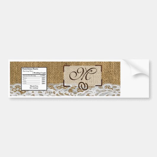 Waterflesetiket Hoefijzers op Burlap Lace Coun Bumpersticker (Voorkant)
