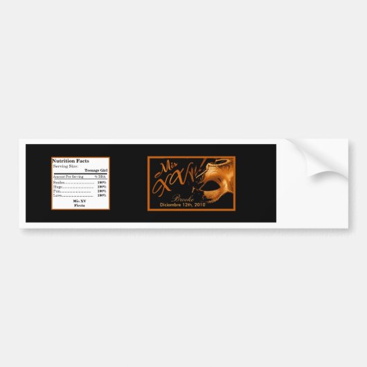 Waterflesetiket Mis XV Sinaasappel Zwart Bumpersticker (Voorkant)