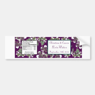 Waterflesetiket Peacock/Flower Branch Paarse Bumpersticker