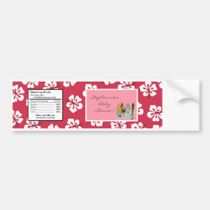 Waterflesetiket Roze Hawaiian Luau Tropisch Bumpersticker