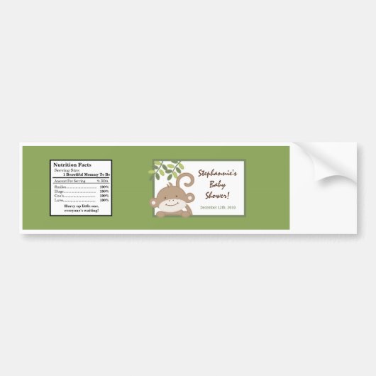 Waterflesetiket Safari Oerwoud Monkey Green Bumpersticker (Voorkant)