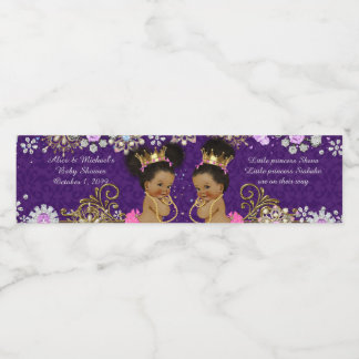 Waterflesetiket tweeling afrikaans, etnisch, paars waterfles etiket