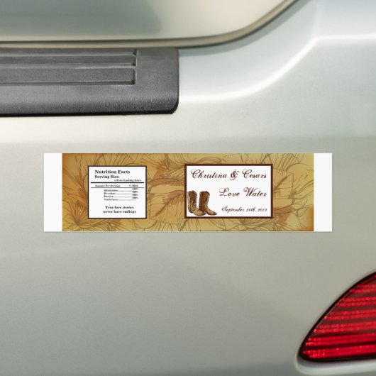Waterflesetiket Western Cowgirl Pet/laarzen bruin Bumpersticker (Op auto)