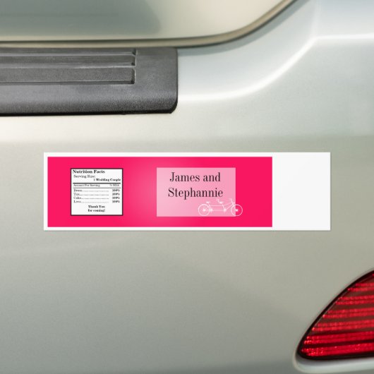 Waterflesetiket Whimsical Hot Pink Double Bike Bumpersticker (Op auto)