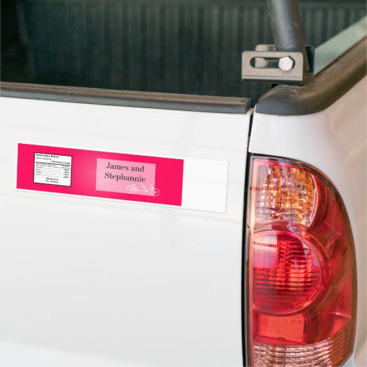 Waterflesetiket Whimsical Hot Pink Double Bike Bumpersticker (Op Truck)