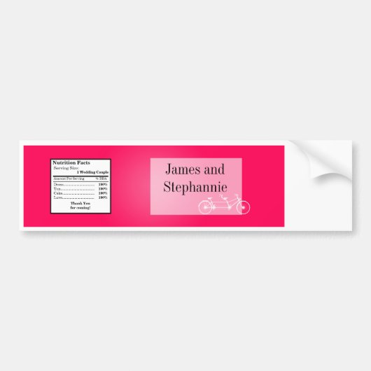 Waterflesetiket Whimsical Hot Pink Double Bike Bumpersticker (Voorkant)
