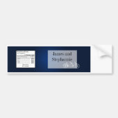 Waterflesetiket Whimsical Navy Blue Double Bike Bumpersticker (Voorkant)