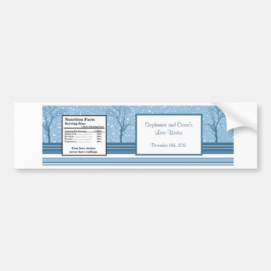 Waterflesetiket Winter Blue Christmas Bumpersticker (Voorkant)