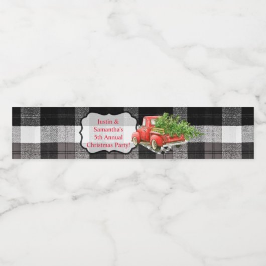 Waterflesetiket XMAS Truck Christmas Buffalo PL Waterfles Etiket (Enkel label)