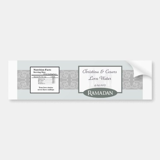 Waterflesetiket Zachte Blauwe Islamitische Ramadan Bumpersticker (Voorkant)