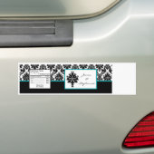 Waterflesetiket Zwart Blauwgroen Damask Kant Print Bumpersticker (Op auto)