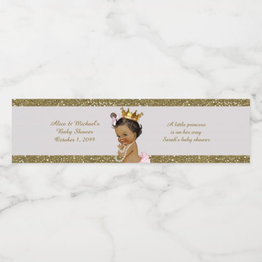 Waterflesetiketten, Sarah's baby shower, witgoud Waterfles Etiket (Enkel label)